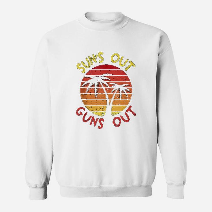 Suns Out Palm Beach Retro 80S Summer Vacation Muscle Sweatshirt