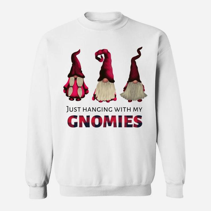 Three Gnomes - Just Hanging With My Gnomies Buffalo Plaid Sweatshirt