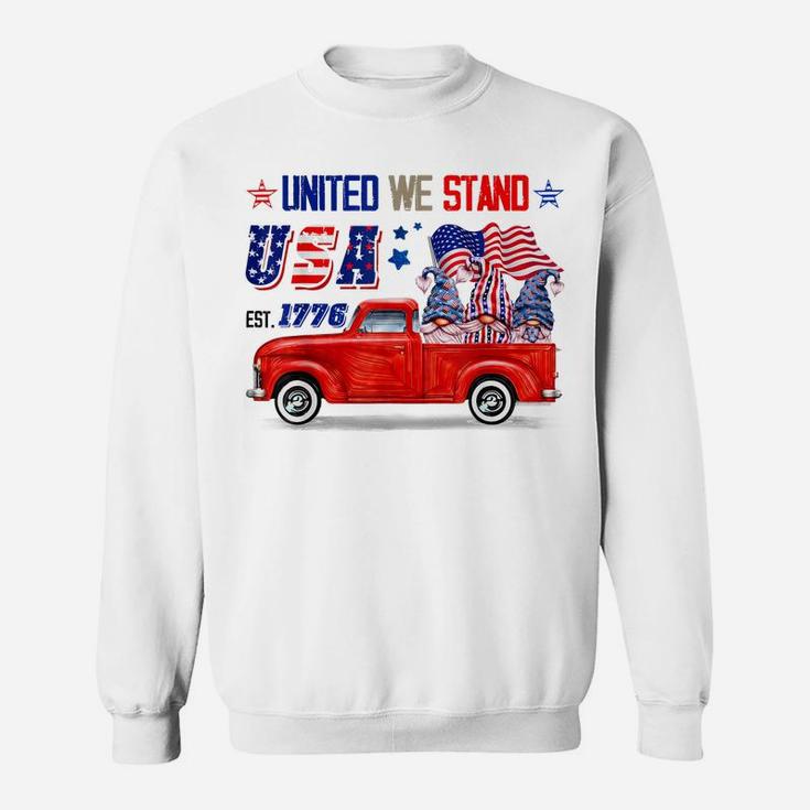 United We Stand Usa Patriotic Gnome American Flag Sweatshirt