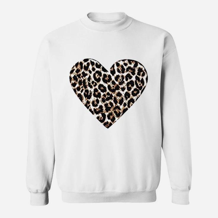Valentine Day Casual Buffalo Leopard Print Love Heart Sweatshirt