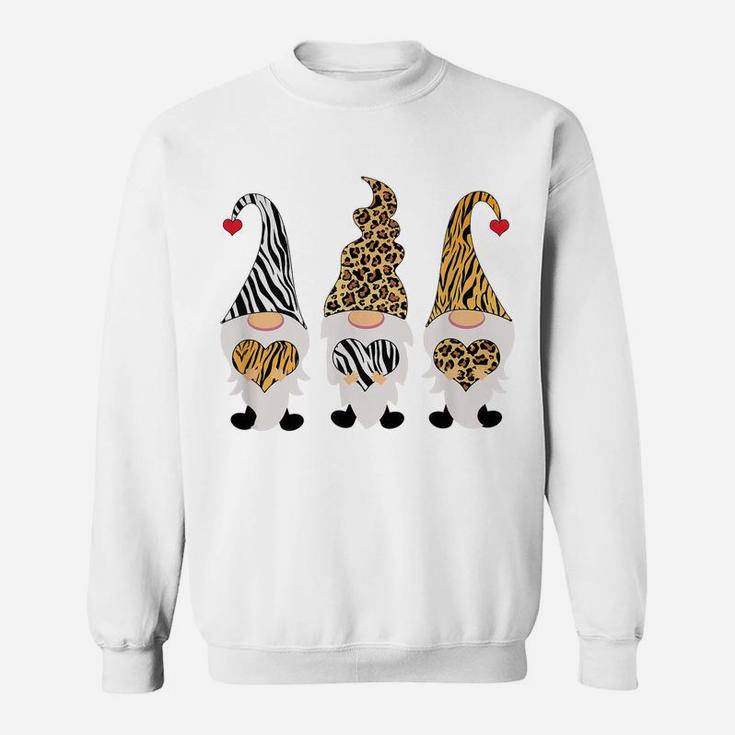 Valentines Day Gnomes Leopard Cheetah Zebra Print Sweatshirt