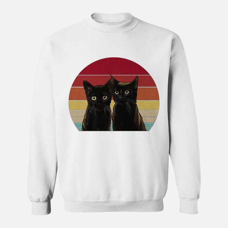 Vintage Black Cats Kitten Lover Graphic Retro Womens Mens Sweatshirt