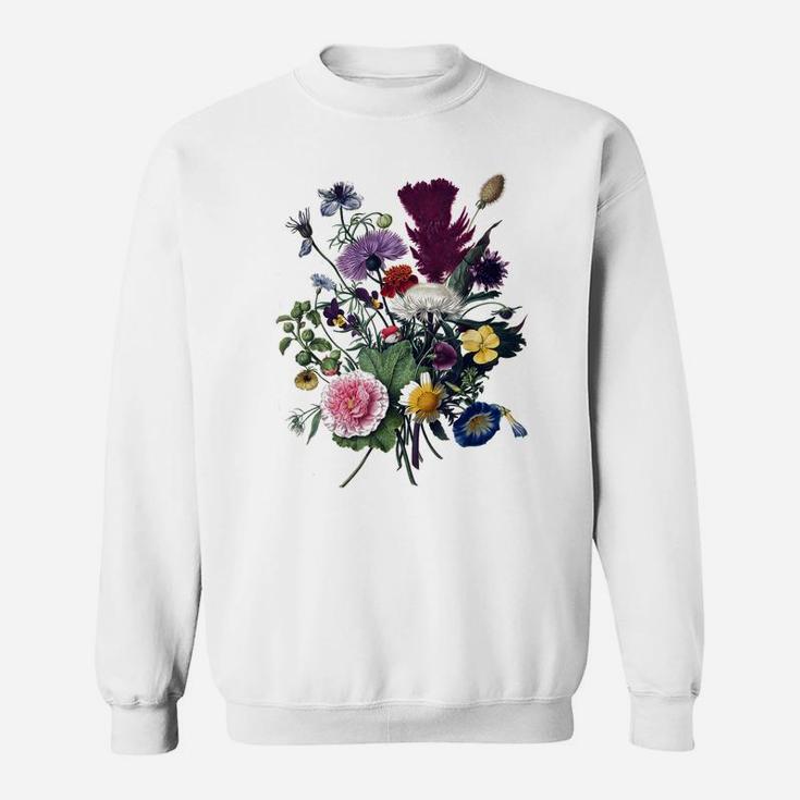 Vintage Botanical Flower Graphic Wildflower Garden Botany Sweatshirt