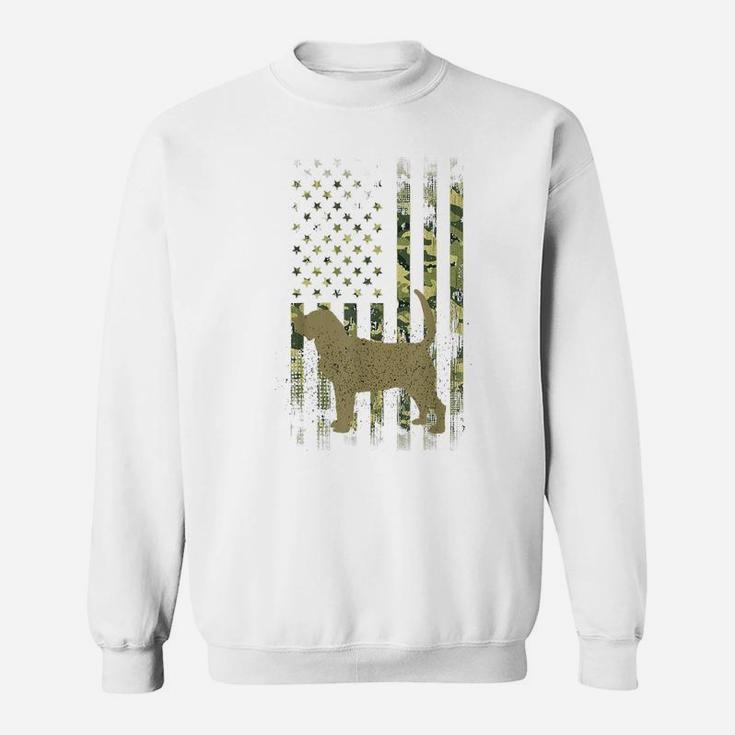 Vintage Hunting Dog Camouflage American Camo Flag Bloodhound Sweatshirt