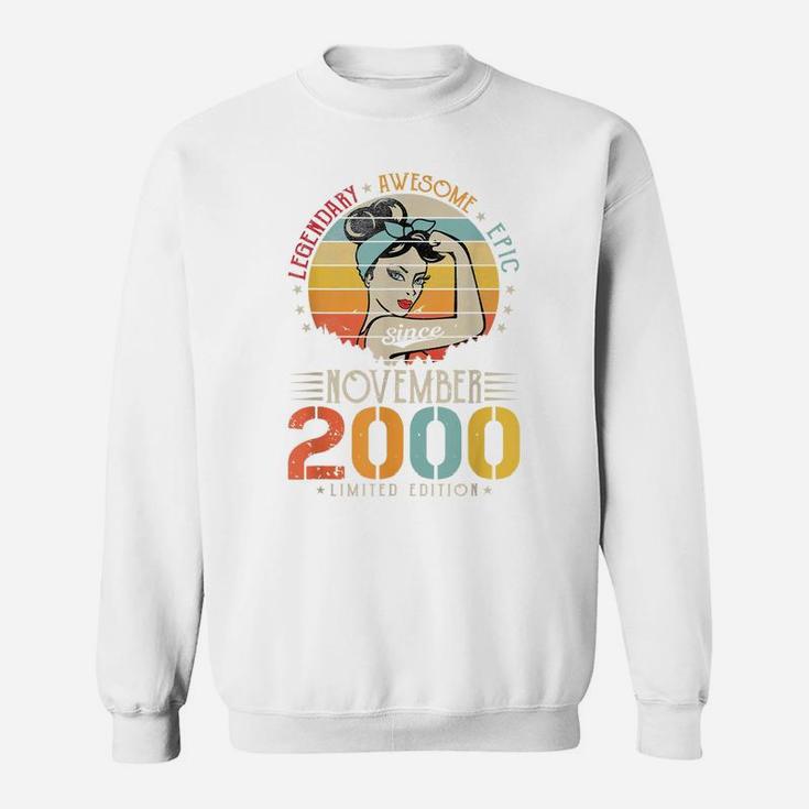 Vintage Legendary Awesome Epic Since November 2000 Birthday Sweatshirt