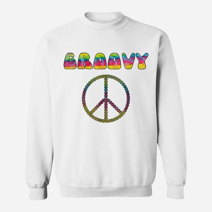 Vintage Retro 1970S Tie Dye Groovy Peace Sign Sweatshirt