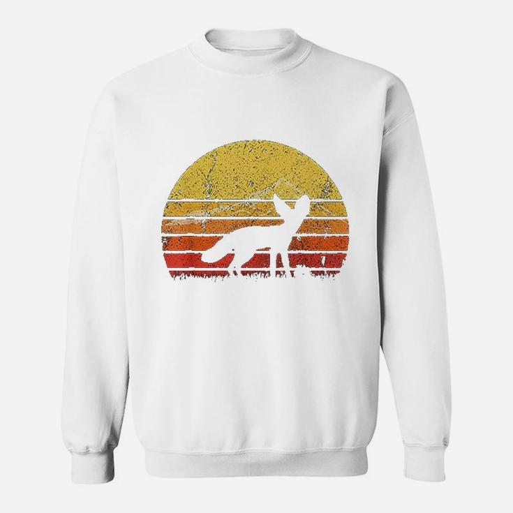 Vintage Retro Fennec Fox Silhouette Sunset Distressed Funny Sweatshirt