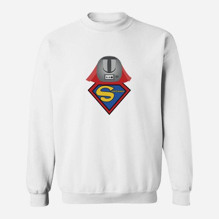 Weißes Superhelden-Sweatshirt für Herren mit Siebdruck-Design