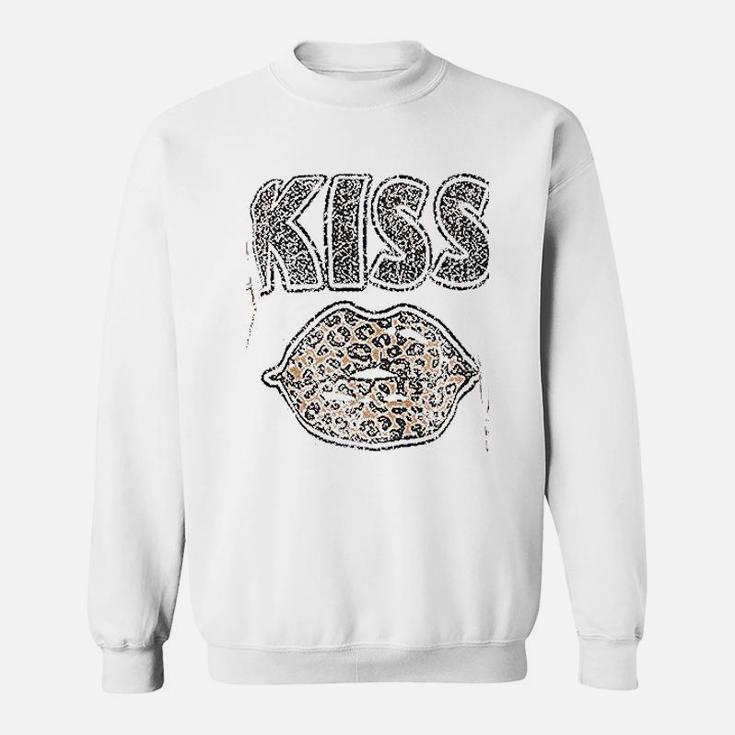 Women Leopard  Kiss Lips Sweatshirt
