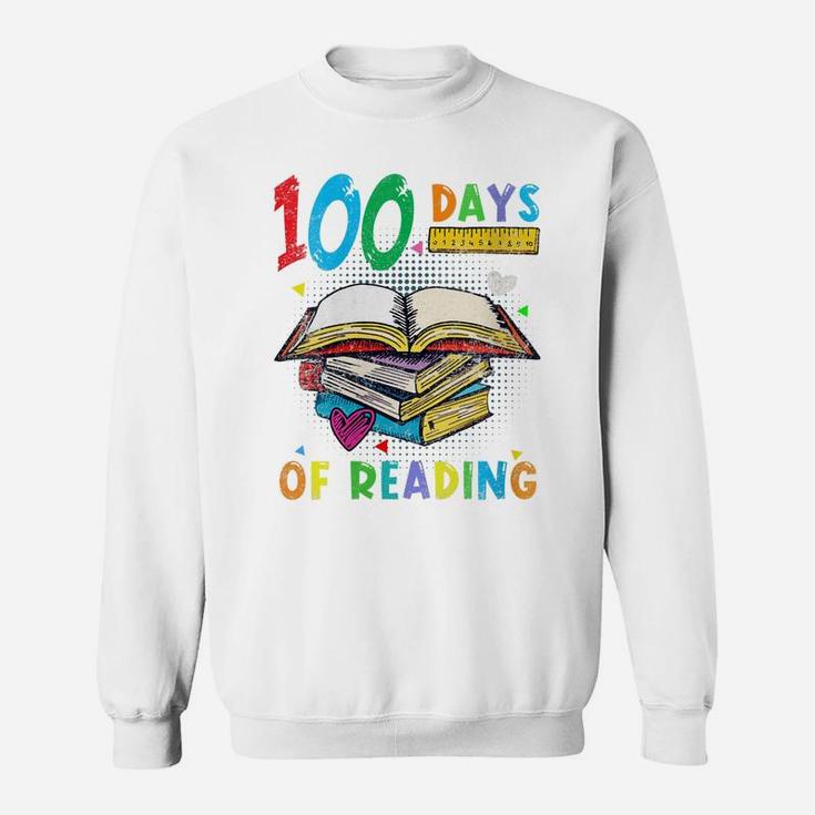 Womens 100 Days Of School Reading English Teacher Books Stack Tee Sweatshirt