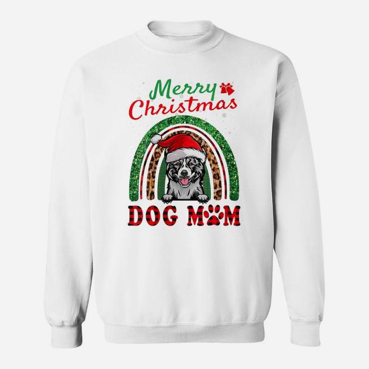Womens Akita Santa Dog Mom Boho Rainbow Funny Christmas Sweatshirt