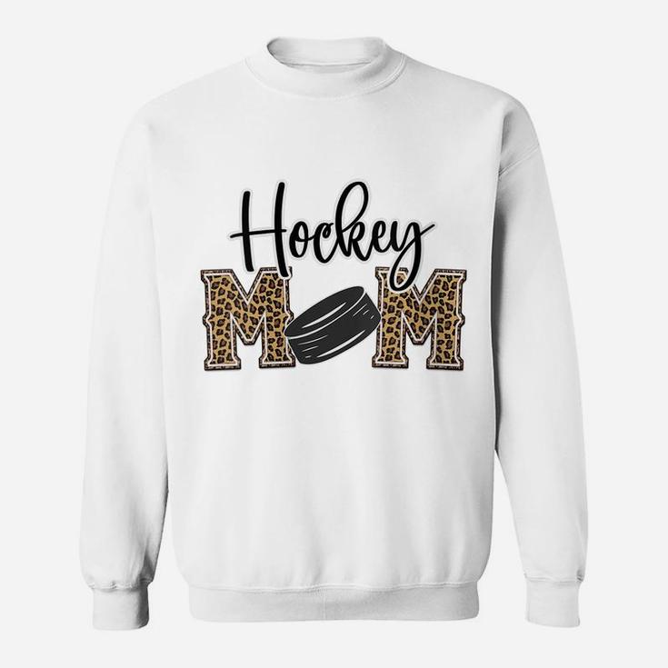 Womens Hockey Mom Leopard Print Cheetah Ice Hockey Proud Mom Sweatshirt