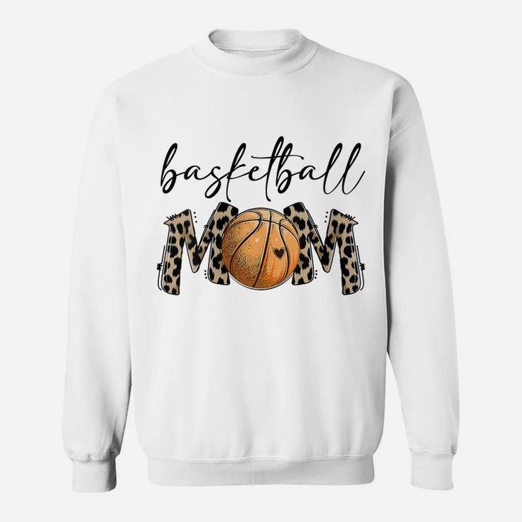 Womens Leopard Basketball Mom Proud Basketball Players Mom Funny Sweatshirt