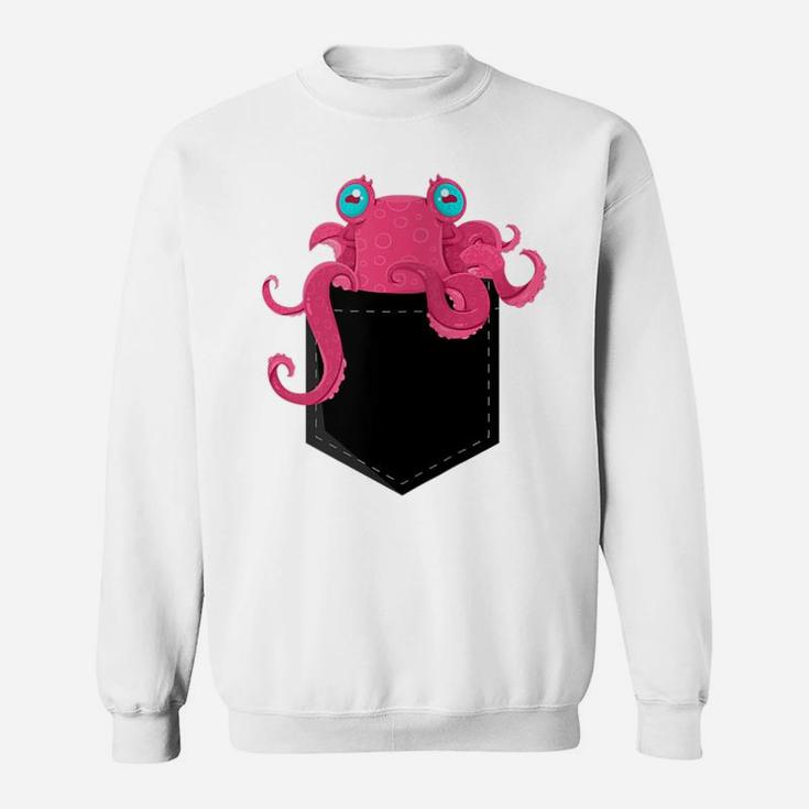 Womens Little Cthulhu Kraken Octopus In A Pocket Sweatshirt