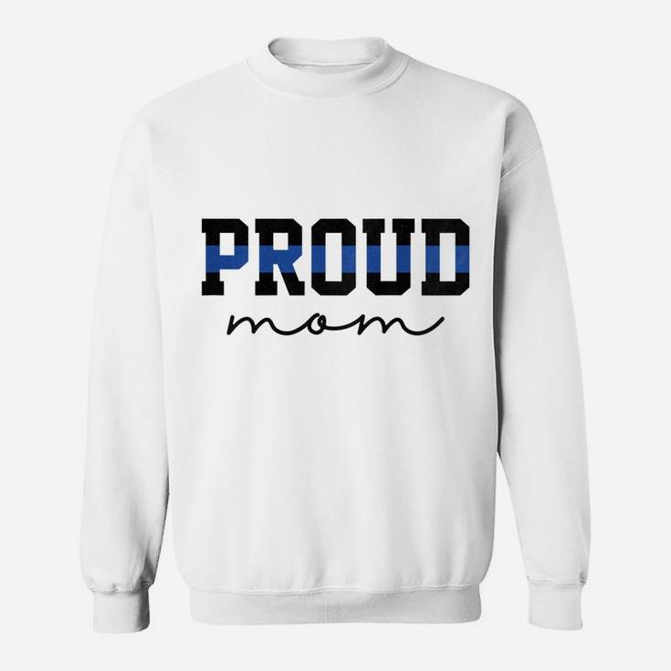 Womens Proud Mom Blue Line Police Officer Mom Gift Raglan Baseball Tee Sweatshirt