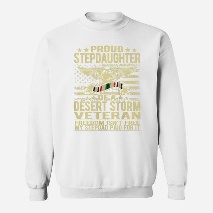 Womens Proud Stepdaughter Of A Desert Storm Veteran Ribbon Us Flag Sweatshirt