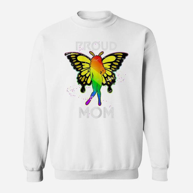 Womens Rainbow Butterfly Proud Lesbian Mom Mothers Day Gift Lgbt Sweatshirt