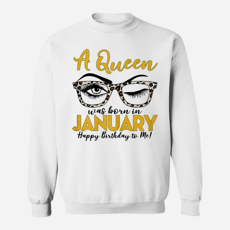 Womens Th Leopard Wink Eyes January Birthday Costume Women Gift Sweatshirt