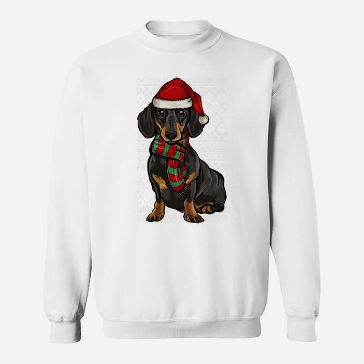 Xmas Black Dachshund Santa Claus Hat Ugly Christmas Sweatshirt Sweatshirt
