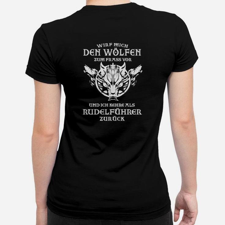 Wolfsrudel Führer Schwarzes Frauen Tshirt, Motiv & Spruch für Anführer