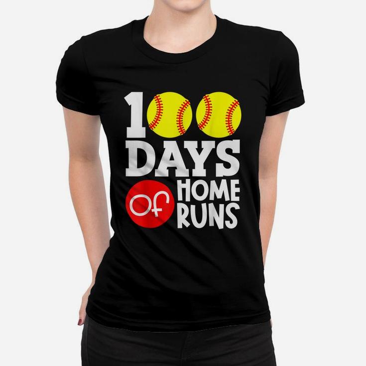 100 Days Of Home Runs School Baseball Softball Boys Girls Women T-shirt