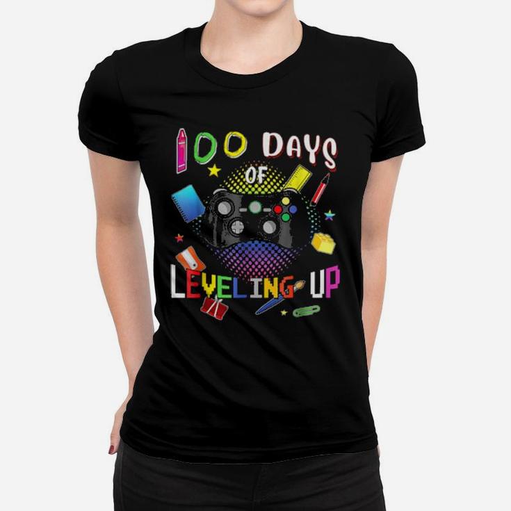100 Days Of School Leveling Up Video Gamer Women T-shirt
