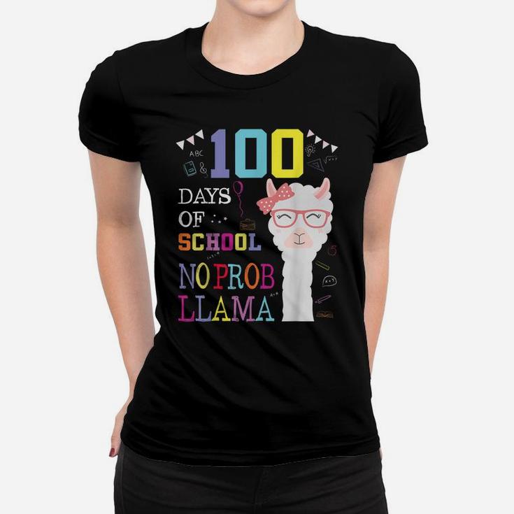 100 Days Of School No Probllama Happy 100Th Day Teacher Kid Women T-shirt