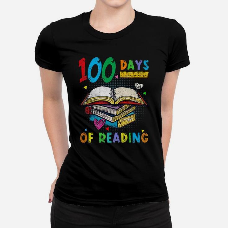 100 Days Of School Reading English Teacher Books Stack Tee Women T-shirt