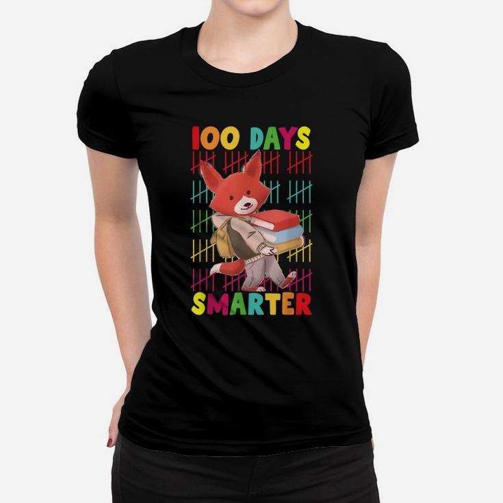 100 Days Of School Tee 100 Days Smarter, Fox Girls Boys Gift Women T-shirt