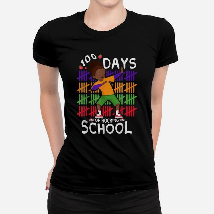 100 Days Rocking School Kids Afro Girls Black History Month Women T-shirt