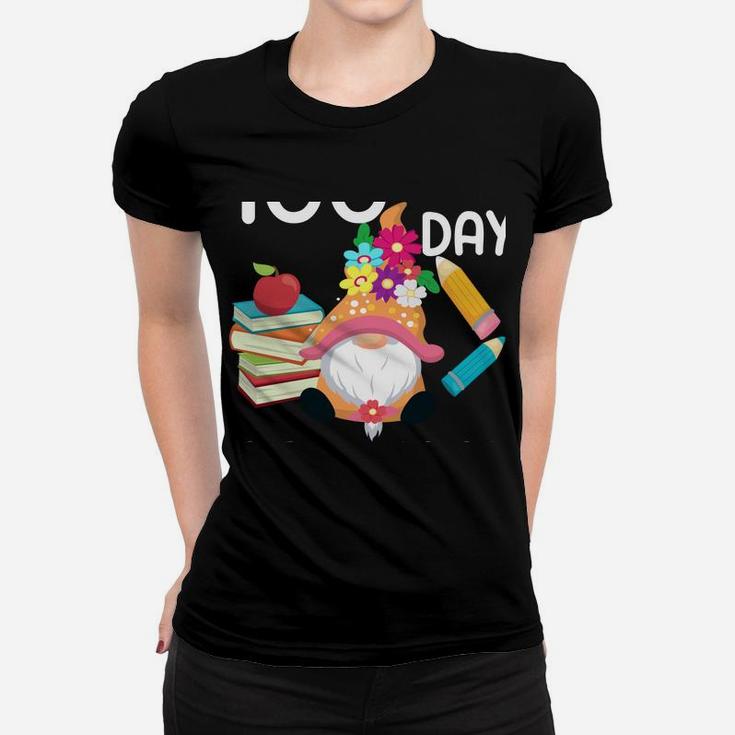 100Th Day Of School For Girls Funny Gnome School Supplies Women T-shirt