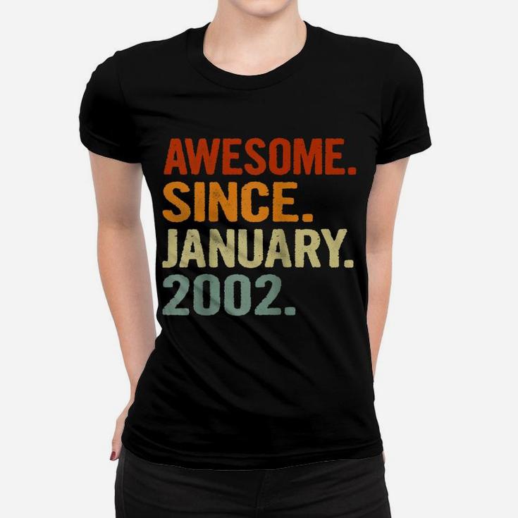 19 Years Old Retro Birthday Gift Awesome Since January 2002 Raglan Baseball Tee Women T-shirt