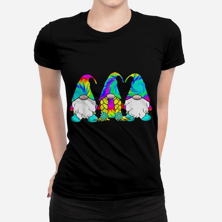 3 Hippie Gnomes Tie Dye Hat Retro Peace Groovy Psychedelic Women T-shirt