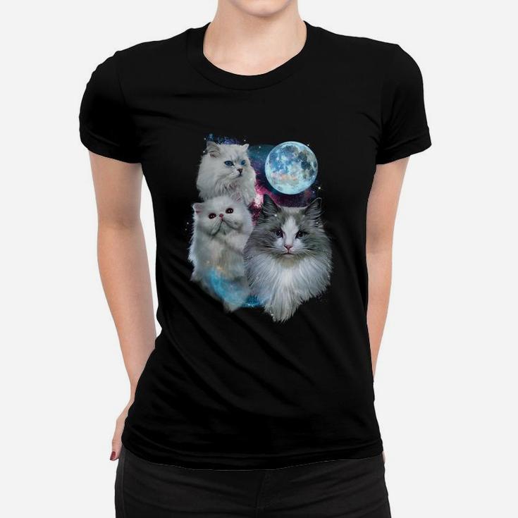 3 Moon Cat Feline Lovers Kitten Adorable Kitty Cat Novelty Sweatshirt Women T-shirt