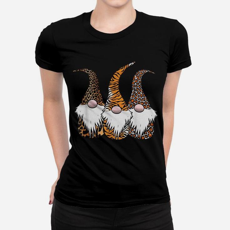 3 Nordic Gnomes Animal Print Leopard Cheetah Tiger Stripes Women T-shirt