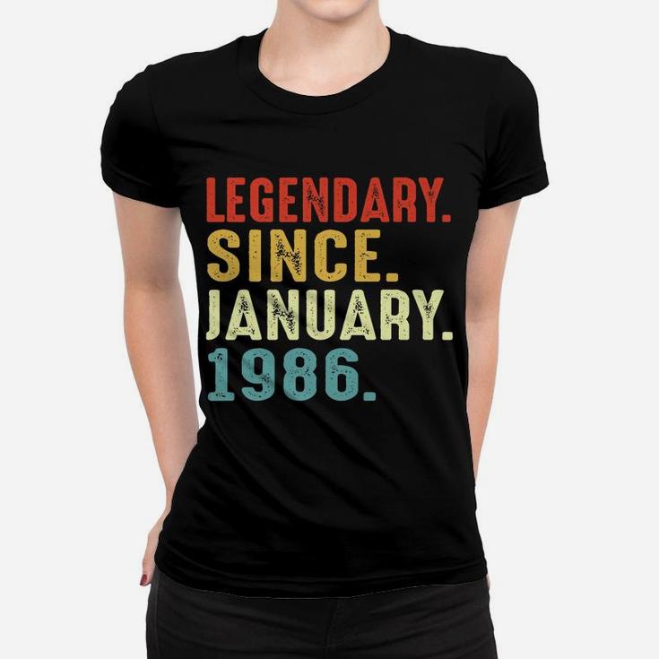 35 Years Old Birthday Gift Legendary Since January 1986 Women T-shirt
