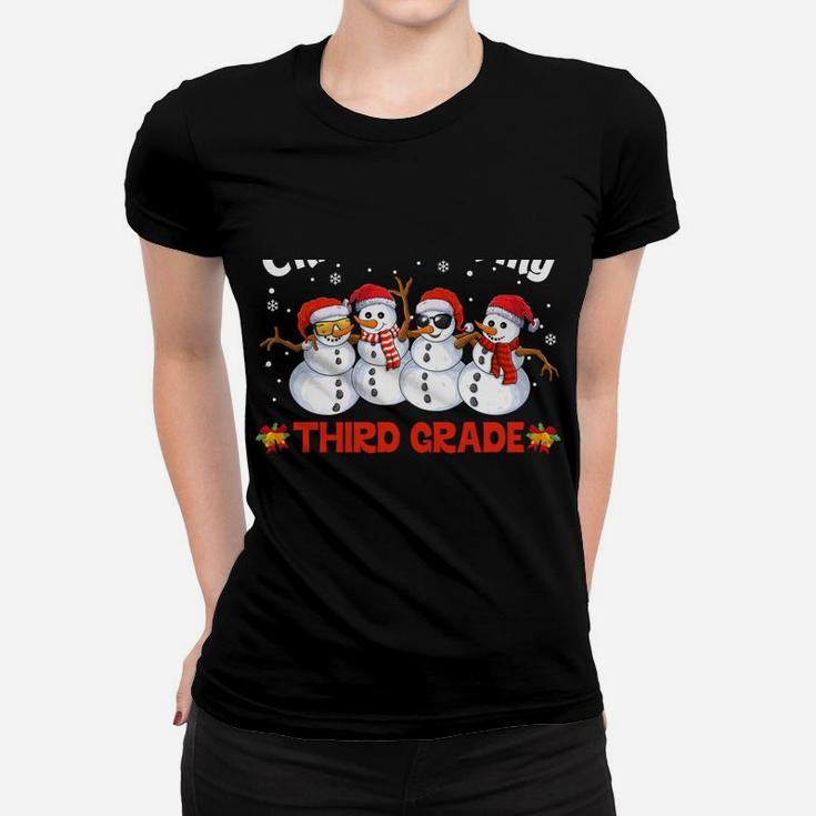 3Rd Teacher Christmas Chillin With My Third Grade Snowmies Women T-shirt