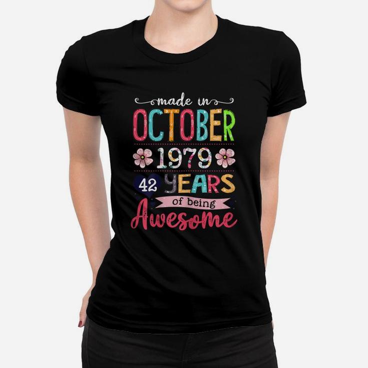 42 Years Old Floral Awesome Since October 1979 42Nd Birthday Women T-shirt