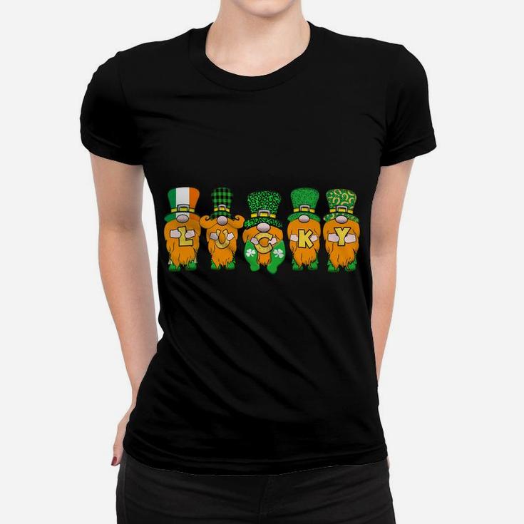 5 Cute Irish Gnomes Leprechauns Lucky Green Shamrocks Sweatshirt Women T-shirt