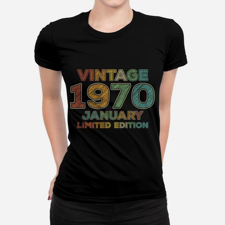 50Th Birthday Gift Vintage January 1970 Fifty Years Old Women T-shirt