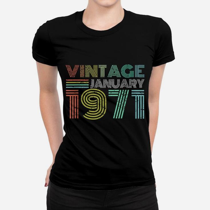 50Th Birthday Gift Vintage January 1971 50 Years Old Women T-shirt