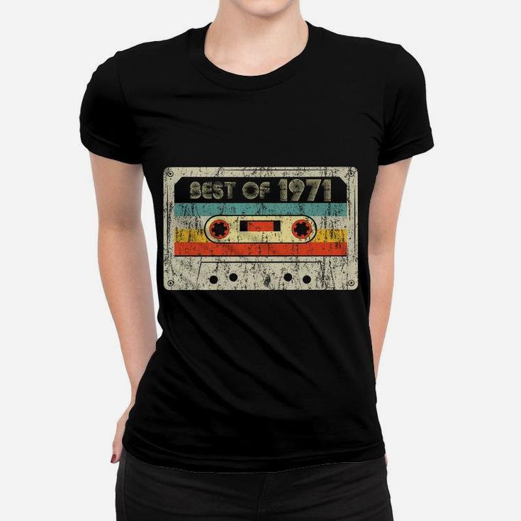 50Th Birthday Gifts Best Of 1971 Retro Cassette Tape Vintage Women T-shirt