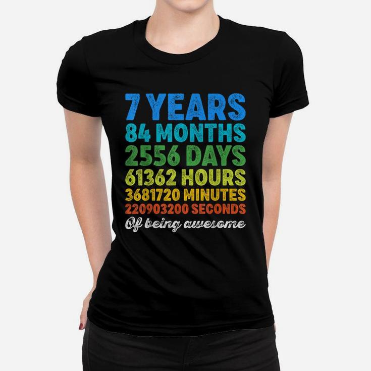 7 Years Old 7Th Birthday Shirt Vintage Retro Countdown Women T-shirt