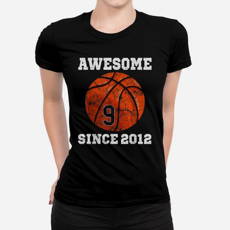 9Th Birthday Basketball Lover Gift 9 Years Old Vintage Retro Women T-shirt