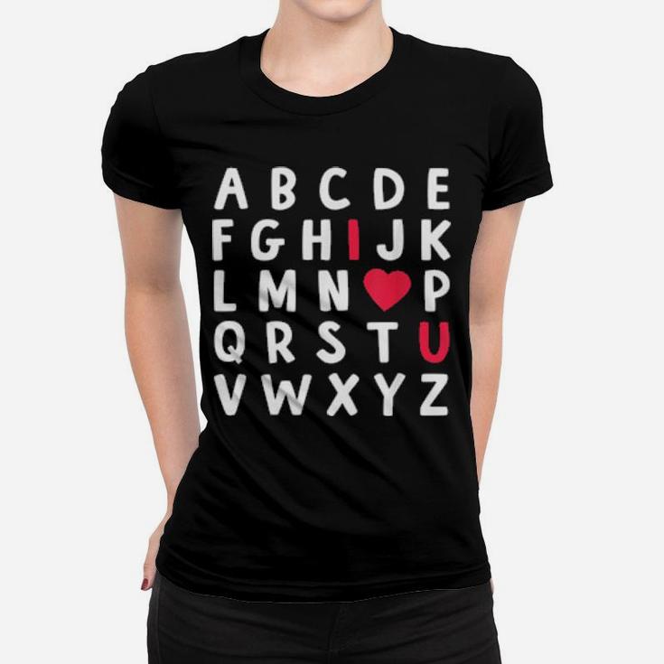 Abc Alphabet I Love You English Teacher Valentines Day Women T-shirt