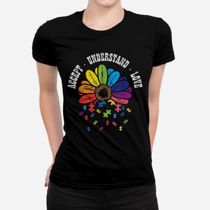Accept Understand Love Flower Puzzle Autism Awareness Mom Women T-shirt