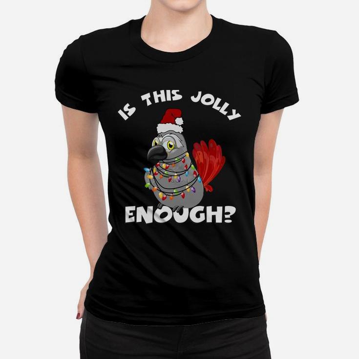 African Grey Parrot Jolly Santa With Lights Women T-shirt