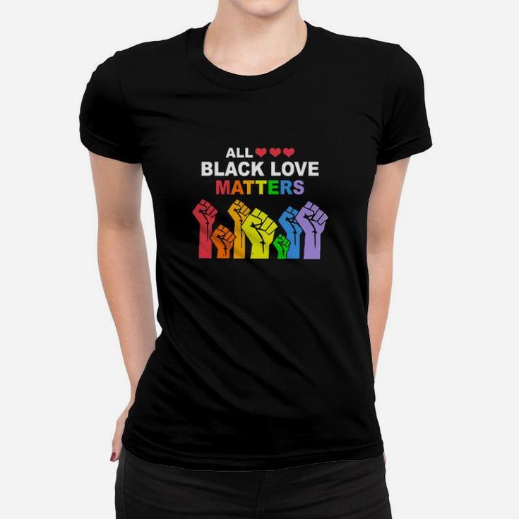 All Black Love Matters Lgbt Hands Women T-shirt