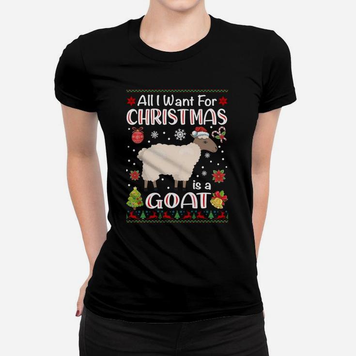 All I Want Is A Goat For Christmas Ugly Xmas Pajamas Sweatshirt Women T-shirt