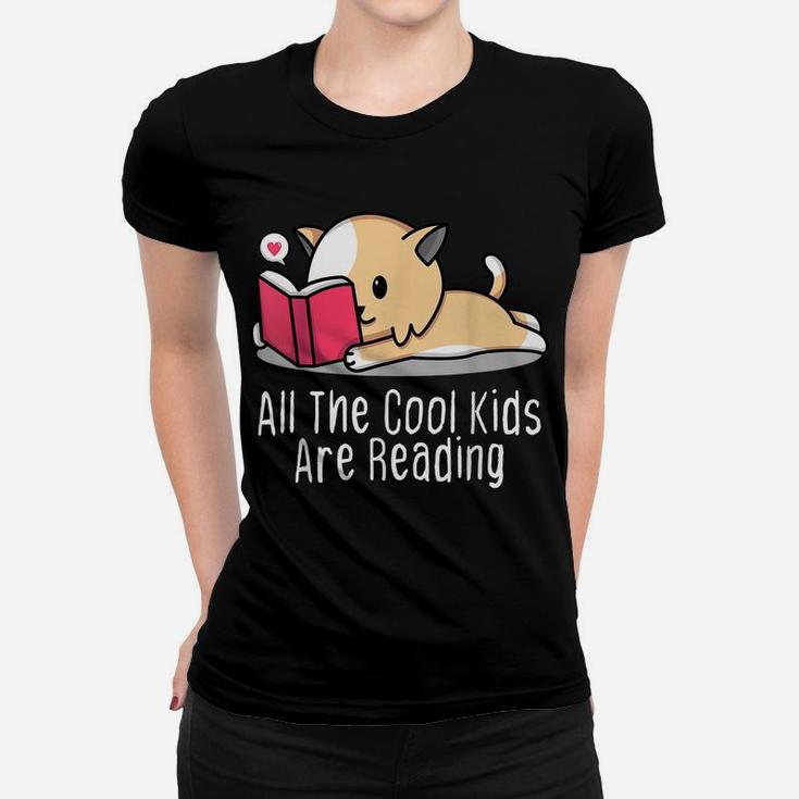 All The Cool Kids Are Reading Tee Book Cat Lovers Women T-shirt